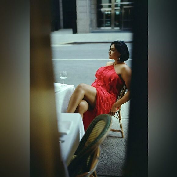 Anthropologie BHLDN Farrah High-Neck Ruffle Chiffon Maxi Dress  Medium New - Picture 1 of 7